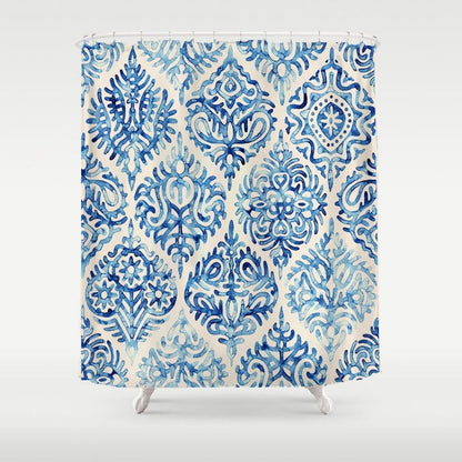 Blue Ink Moroccan Shower Curtain