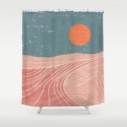 Blue Pink Sunset Shower Curtain