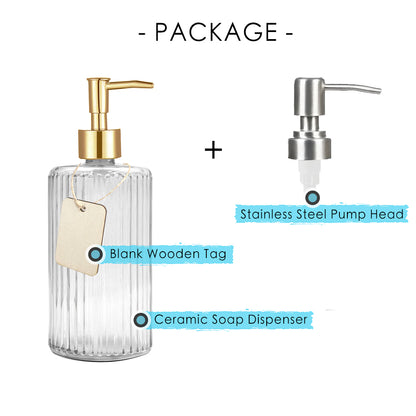 Clear Glass Soap Dispenser, Ultra Simple Design Pump Bottle, 400ml/14 oz