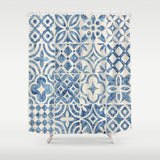 Blue Watercolor Pattern Shower Curtain