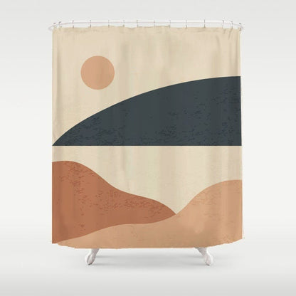 Modern Mountain and Sunset Shower Curtain