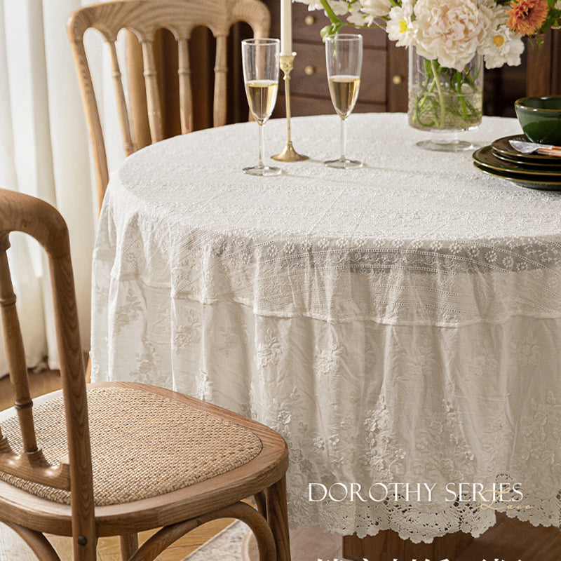 Angel lace tablecloth French light luxury high-end white American tablecloth coffee table Nordic ins round tablecloth
