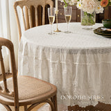 Angel lace tablecloth French light luxury high-end white American tablecloth coffee table Nordic ins round tablecloth