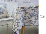 Blue Floral Pattern Tablecloth