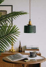 Emerald Fluted Dome Glass Pendant Light