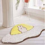 Lovely Rabbit and Spaceship Bath Mat