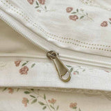 Simple Style Little Flowers Stripe Cream Bedding Set Washable 60s Cotton Duvet Cover Bedding Set