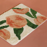 Lovely Peach Bath Mat, Green Pink Bathroom Rug, Cute Fresh Fruit Decor for Home, Housewarming Gift Idea for Nature Lover, 50x70cm or 19x27 inches