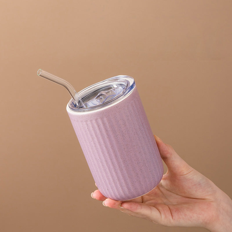 Ceramic Mug with Straw | Solid Color