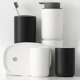 Black and White Bathroom Dispenser Mug Set