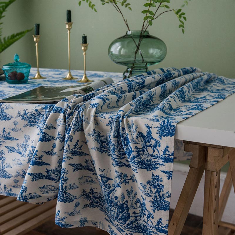 Blue White Painting Table Cover