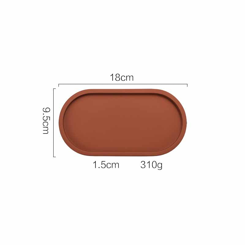 Nordic Style Industrial Style Oval Cement Tray, White/Grey/Rust Red Water Ink Texture Aromatherapy Tray, Jewelry Tray, Decoration Tray