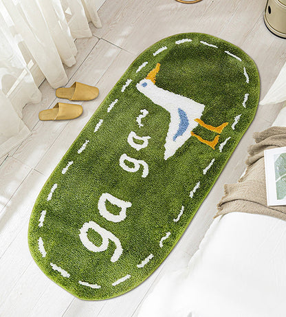 Cute Little Duck Bath Mat, Green Bathroom Rug, Water-Absorbent Mat for Bath Shower, Cute Bedroom Mat