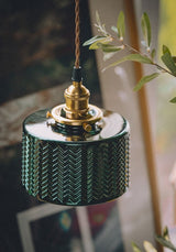 Emerald Fluted Dome Glass Pendant Light