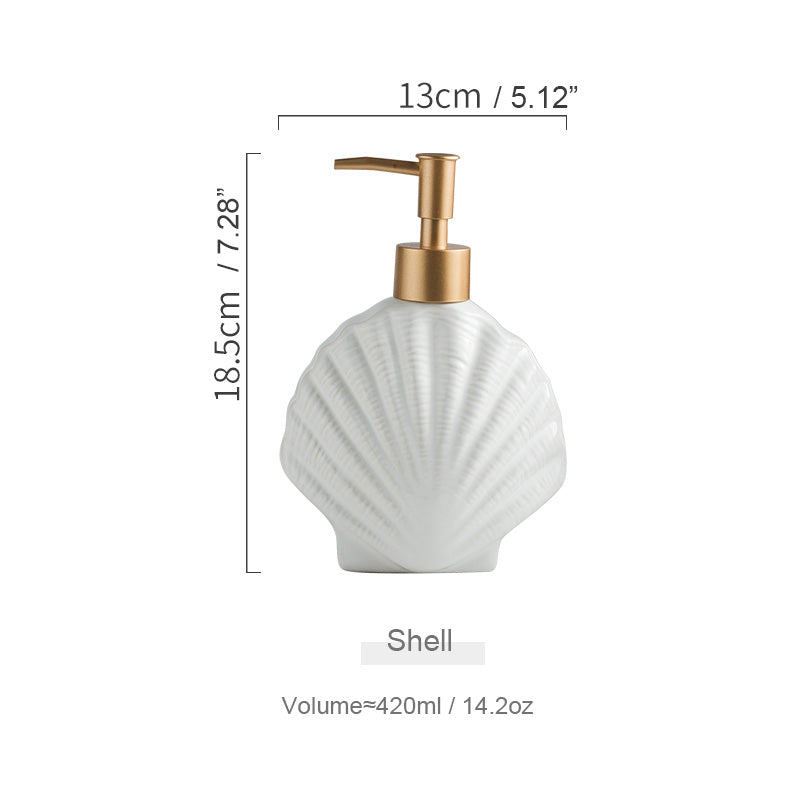 Ocean Style Ceramic Pump Bottle, Simple Design Soap Dispenser, Refillable Reusable Lotion Pump for Bathroom Kitchen