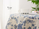 Blue Floral Pattern Tablecloth