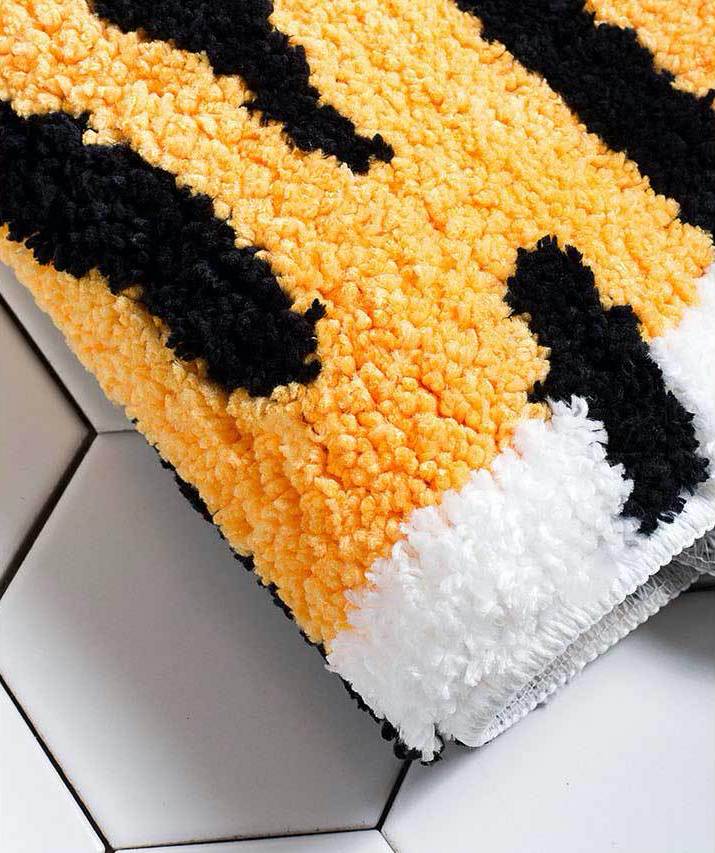 Cartoon Tiger Bath Mat Bedroom Rug, Cute Animal Soft Plush Water-Absorbent Mat, Machine Washable