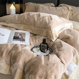 Poly Rabbit Wool Milk Cashmere Flannel Duvet Cover Bedding Set