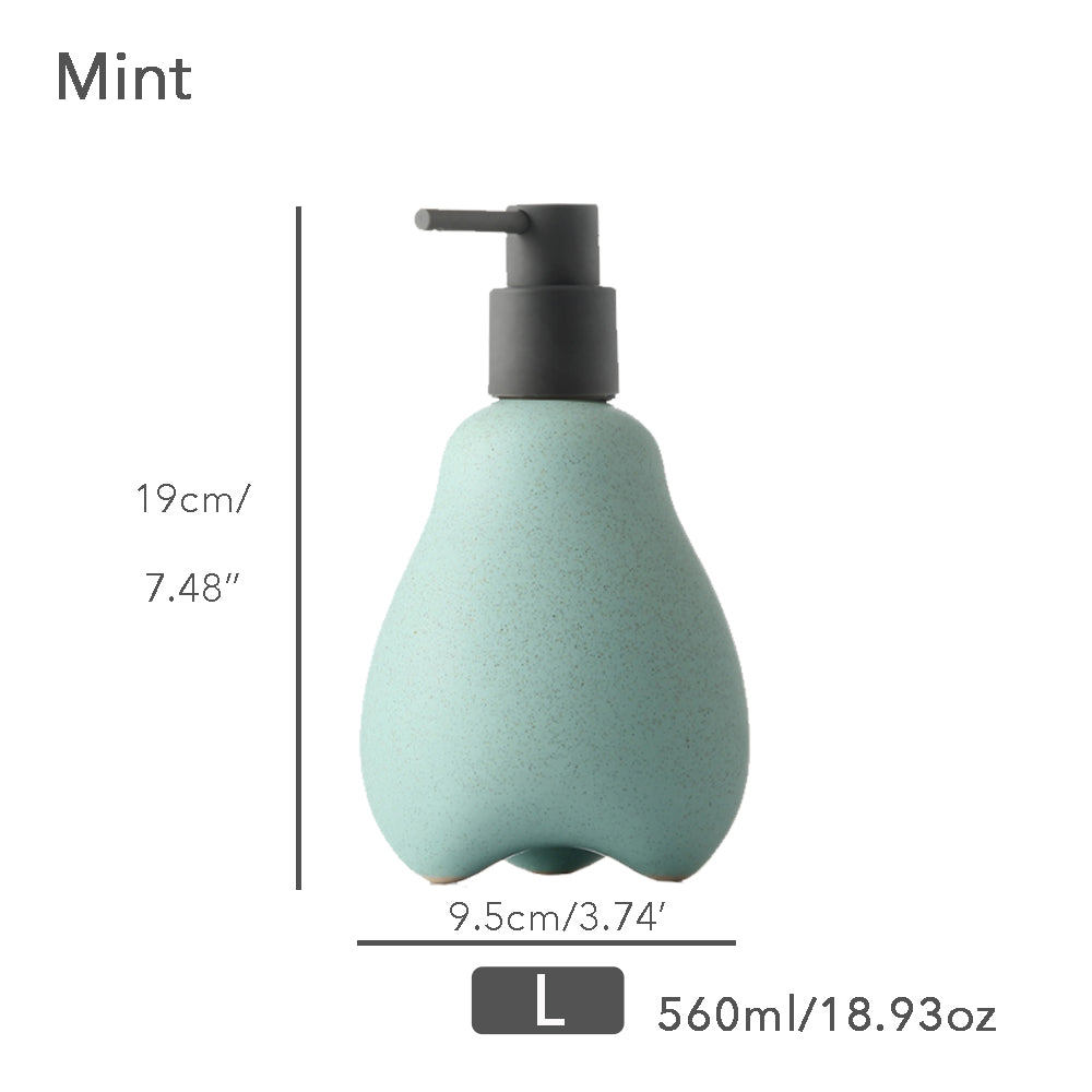 Mint Ceramic Soap Dispenser, Liquid Bathroom Bottle, Simple Design, Refillable Reusable Lotion Pump for Bathroom Kitchen, 560ml/18.93oz