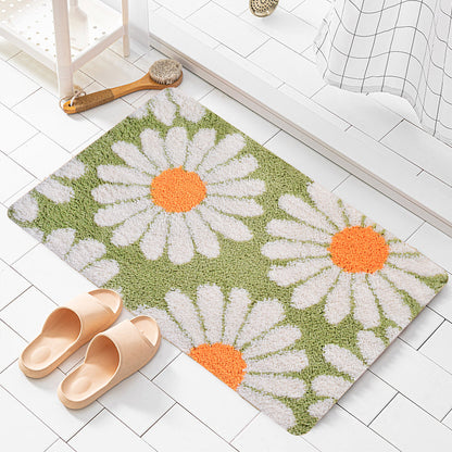 Feblilac Cute Daisy Bath Mat, Floral Bathroom Rug, Multiple Sizes
