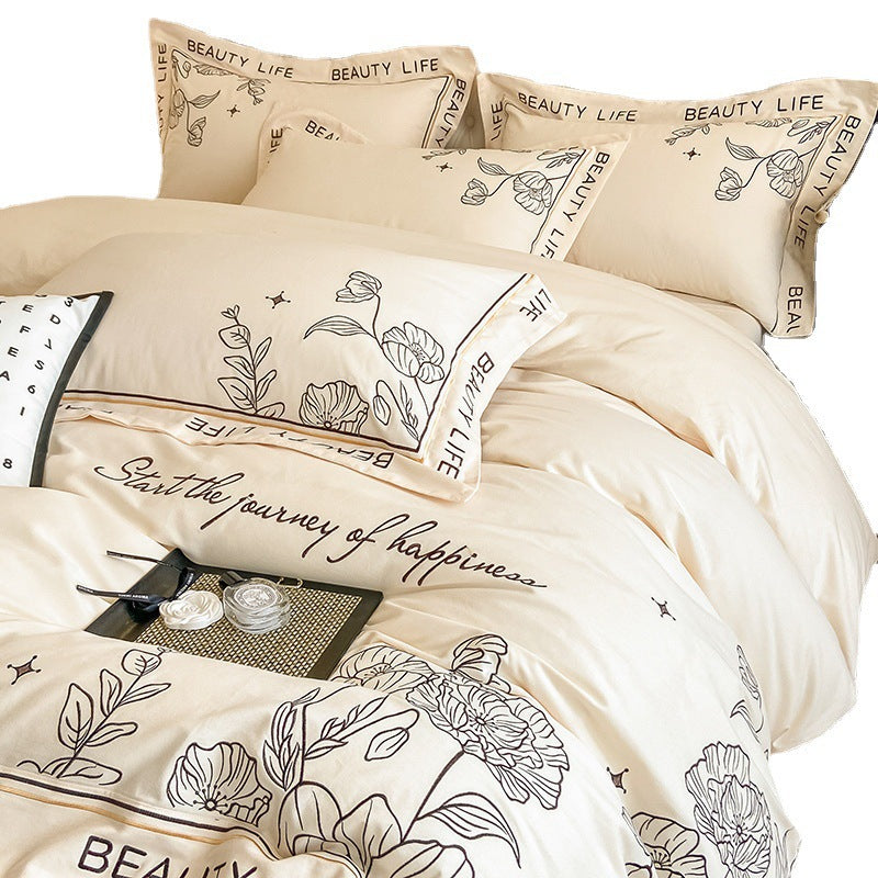 100% Cotton Sueding Flower Print Duvet Cover Bedding Set