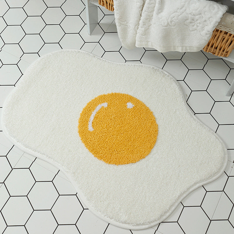 Cute Fried Egg Bath Mat, Lovely Bathroom Rug, White Yellow Bath Rug, Multiple Sizes Available