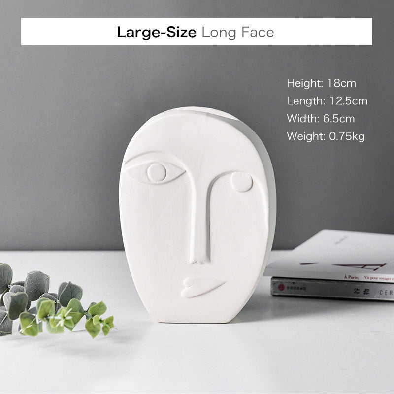 Ceramic Face Vase, Creative Nordic Design White Vase, Cute Pottery Home Decor