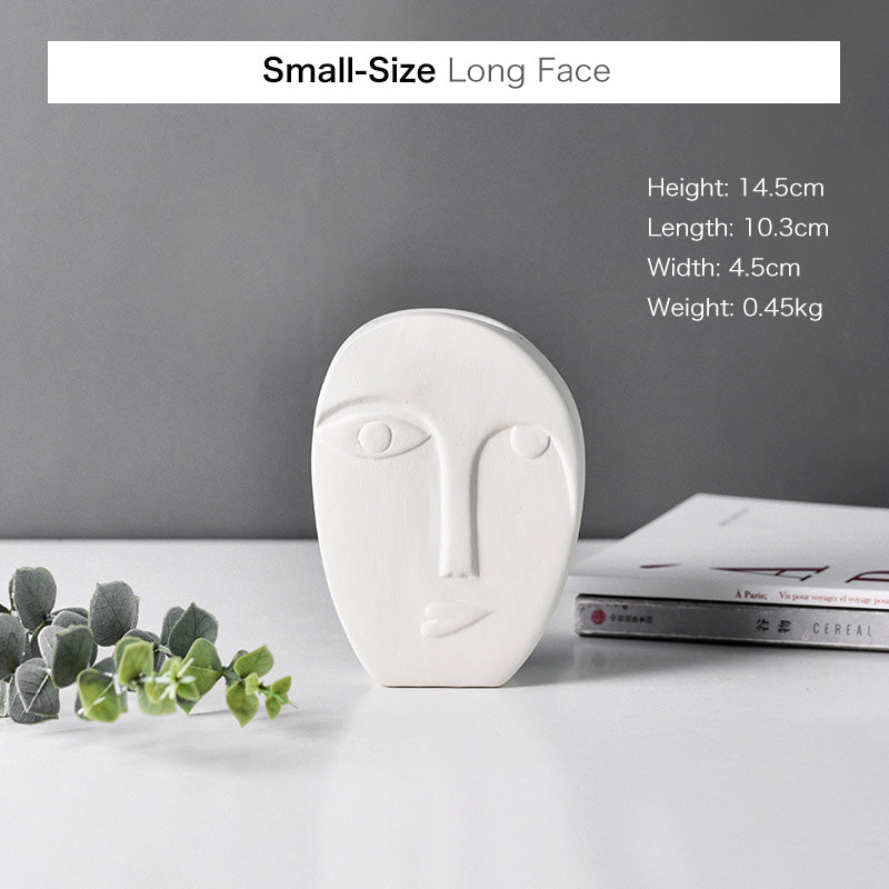 Ceramic Face Vase, Creative Nordic Design White Vase, Cute Pottery Home Decor