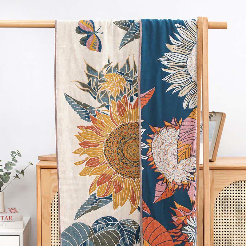 Blooming Sunflower Cotton Bath Towel