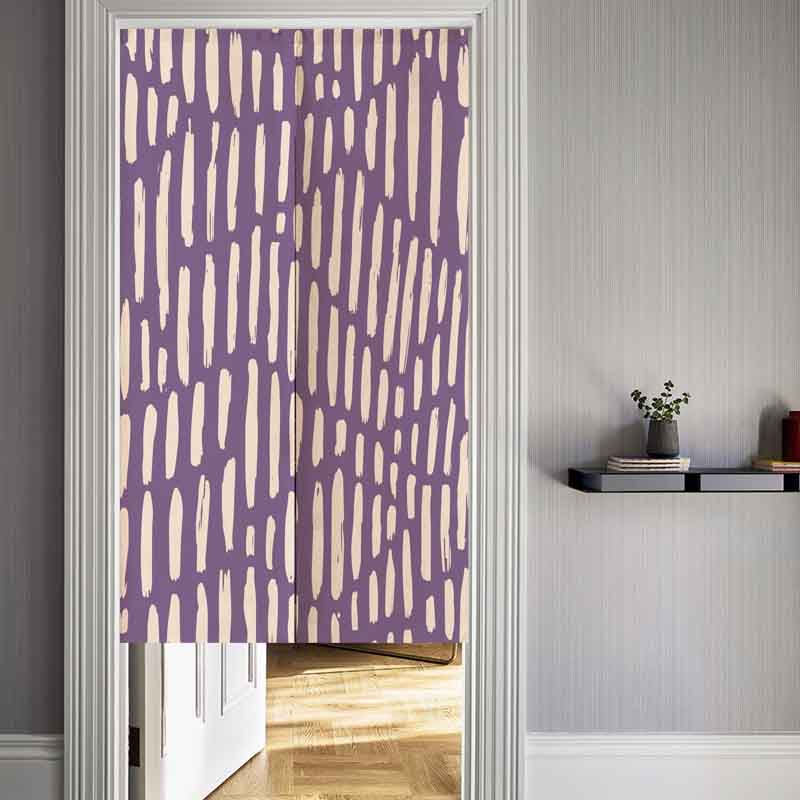 Feblilac Purple Ground Irregular Shaped Line Art Door Curtain