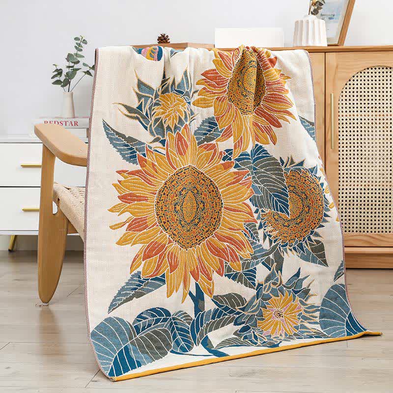 Blooming Sunflower Cotton Bath Towel