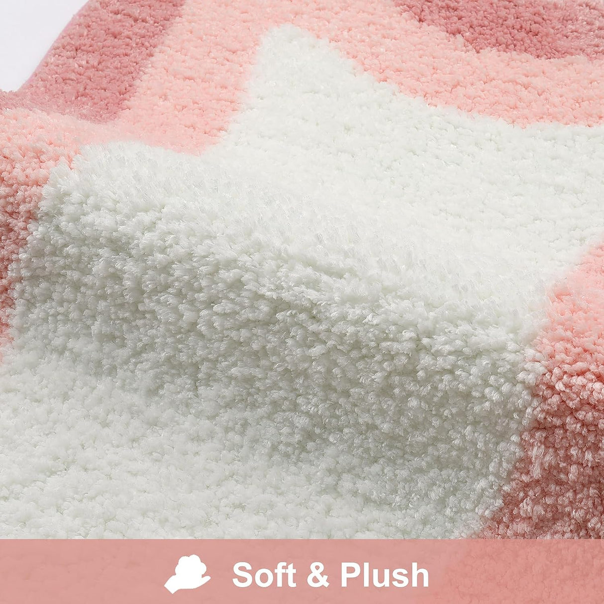 Pink Gradient Bath Mats, Rug for Bathroom, Cute Non-Slip Irregular Shape Carpet for Shower Room