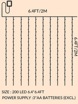 Led 2 x 2M Curtain String Light with 20pcs Clip 200 - Novelty Lighting