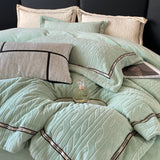 Poly Flower Pattern Milk Cashmere Flannel Duvet Cover Bedding Set