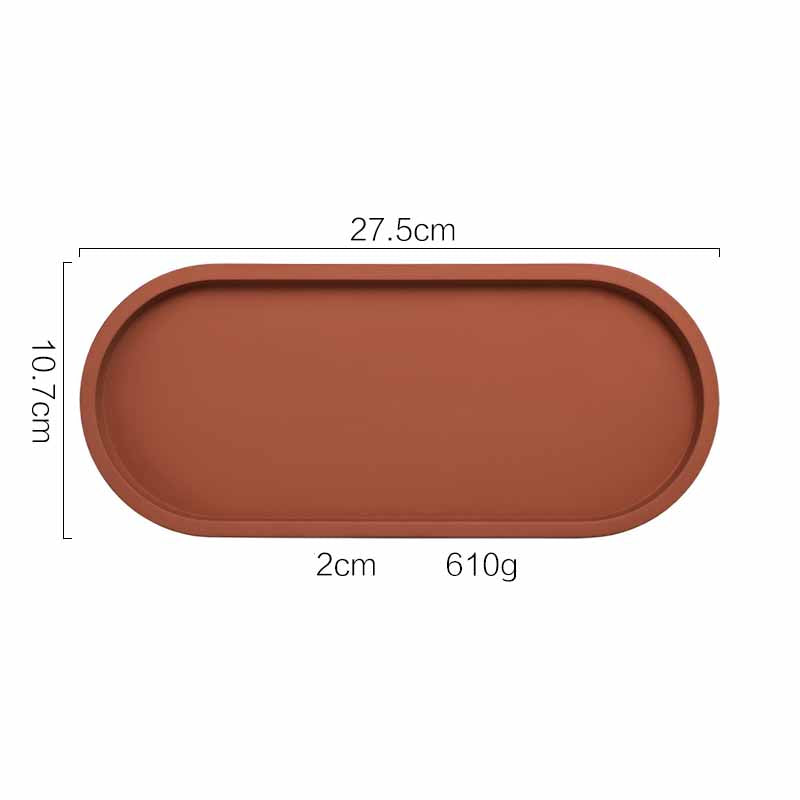 Nordic Style Industrial Style Oval Cement Tray, White/Grey/Rust Red Water Ink Texture Aromatherapy Tray, Jewelry Tray, Decoration Tray