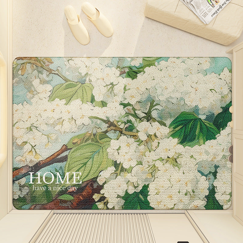 Feblilac Tree With White Flowers Polyester Door Mat