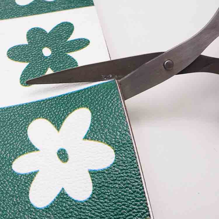 Feblilac Green Flower Leaves Geometric Pattern PVC Leather Kitchen Mat