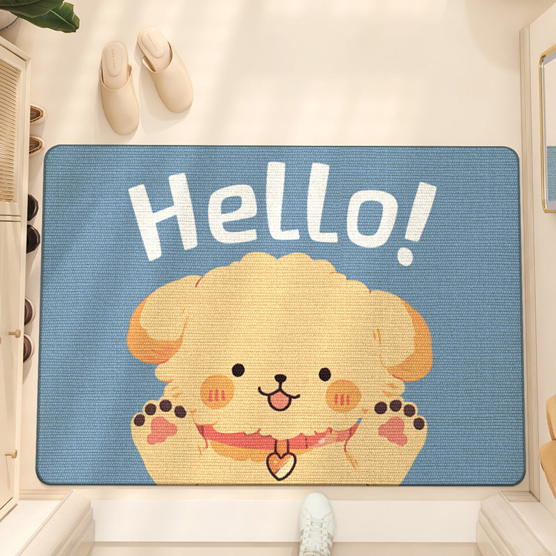 Feblilac Cute Teddy Puppy PVC Coil Door Mat
