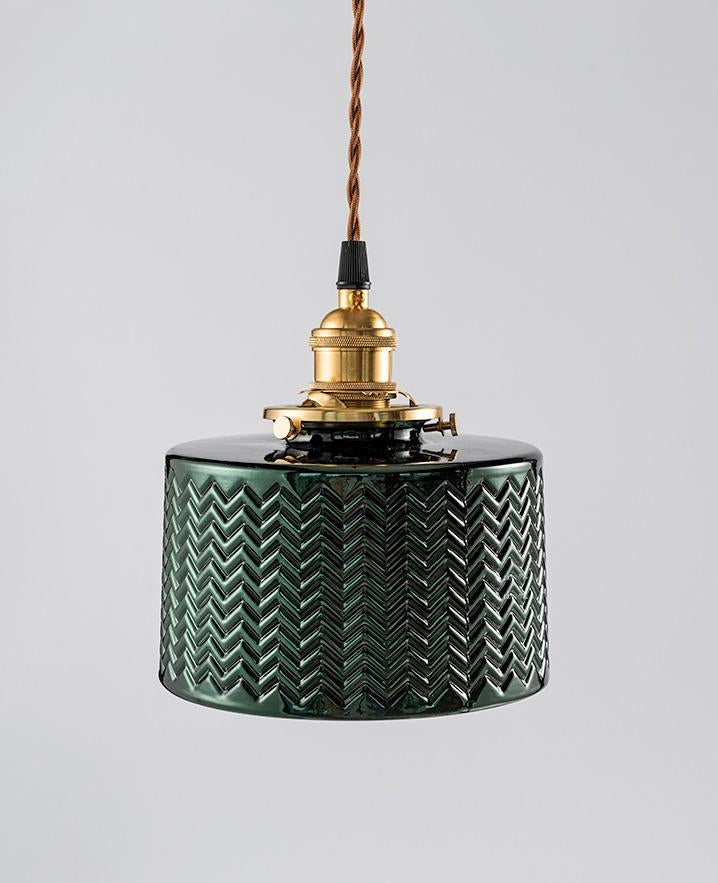 Emerald Fluted Dome Glass Pendant Light