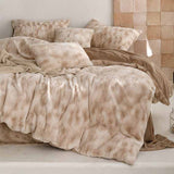 Poly Light Brown Gradient Rabbit Wool Milk Cashmere Duvet Cover Bedding Set