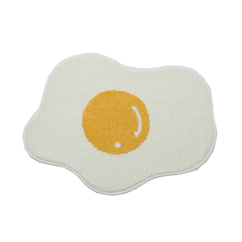 Cute Fried Egg Bath Mat, Lovely Bathroom Rug, White Yellow Bath Rug, Multiple Sizes Available