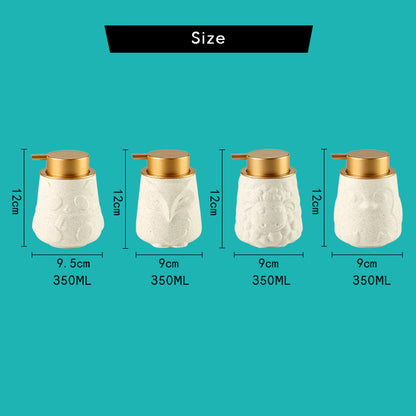Ceramic Soap Dispenser, Liquid Bathroom Bottle, Cute Animal Design, Refillable Reusable Lotion Pump for Bathroom Kitchen, 350ml/11.83oz