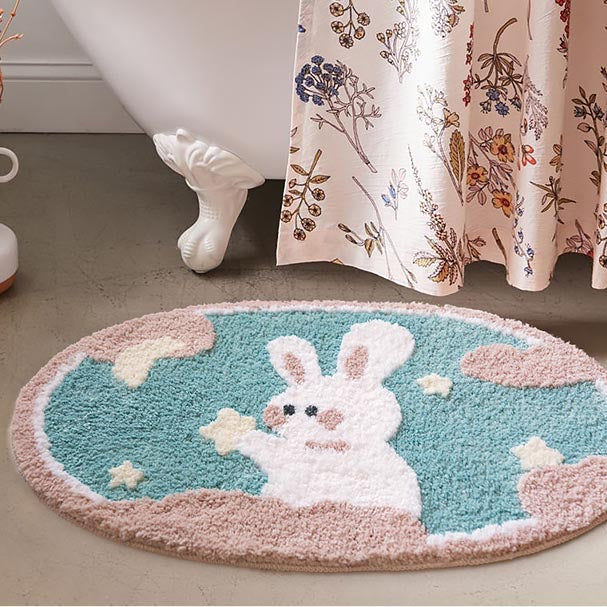 Lovely Rabbit and Star Bath Mat
