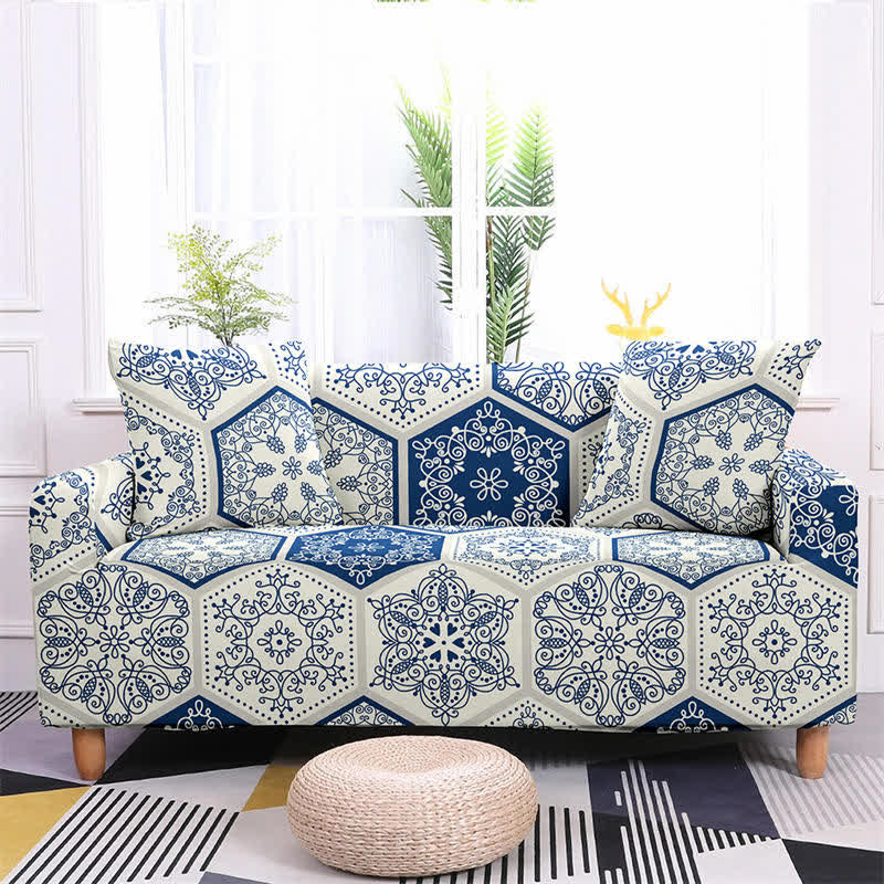 Abstract Pattern Rhombus Grid Sofa Cover