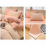 Swallow Gird Coral Fleece Pink/Grey/Green Duvet Cover Bedding Set