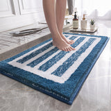 Blue Grey Stripes Bath Mat