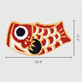 Feblilac Red Koi Fish Bath Mat, 17.7"x33.4" Animal Non Slip Bathmat