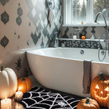 Feblilac Halloween Bathroom Mat Small Rug Cute Bath Mat Spiderweb Bath Rug Bath Tub Mat Non Slip for Shower Bathroom and Bedroom Extra Soft and Strong Absorbent