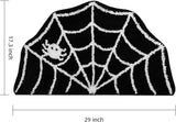 Feblilac Halloween Spider Web Bath Mat for Bathroom, Gothic Cute Black White Half Circle Bath Mat Non Slip Cartoon Half Round Shaped Bathtub Rug Bathroom Tub Plush Shower Rugs Washable