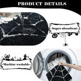 Feblilac Halloween Bathroom Rugs Spider Webs Round Bath Mats Non Slip Black Gothic Bathroom Decor Horror Washable Rugs for Shower Tub Entryway Kitchen 28"x28"